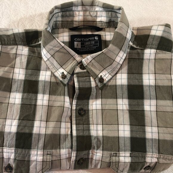 Carhartt Other - Carhartt Loose Fit Chambray Long Sleeve Shirt Mens Size Large green Plaid